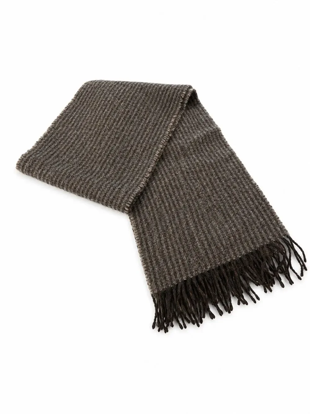 Ardalanish Isle of Mull Weavers 100% Pure New Wool Gray Brown Fringe Scarf